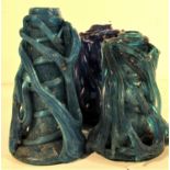 4x Afghan glass candle sticks. Each 16 x 8cm.