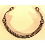 Antique Nuristan twisted white metal torc from east Afghanistan. A rare piece that has been worn for