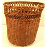 Large basket with decorated basket weaving. 43 x 42cm.