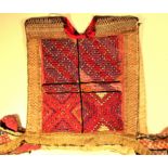 Pashtun nomad tribeswoman dress-bodice from Hazarajat. Cotton embroidery with gold wire. 30 x