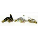 A group of three Royal Crown Derby paperweights, comprising 'Harbour Seal', limited edition 1423/