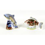 Two Royal Crown Derby paperweights, modelled as 'Koi Carp', limited edition 214/2500, MMVII, gold