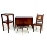 A group of four pieces of furniture, comprising a small Ercol drop leaf side table, 61.5 by 51.5