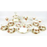 A Royal Albert part tea service, decorated in the Old Country Roses pattern, comprising teapot, milk