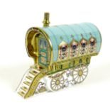 A Royal Crown Derby paperweight, modelled as 'The Barrel Top Wagon' Gypsy Caravan, one of a