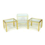 A group of three modern designer glass side tables by Pierre Vandel, Paris, comprising a pair of