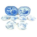 A group of six 19th century Chinese Export porcelain octagonal dishes, each similarly decorated in
