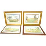 George Whittaker: (20th century) a group of four golfing watercolours, likely of Rutland County Golf