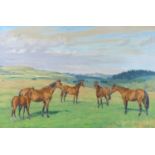 Maurice Tullock (British, 1894-1974): an equine multiple portrait, depicting four horses and a