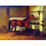 Kingsley S. Chalon (British, 1872-1932): an equine portrait, depicting a chestnut horse in stable