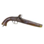 An 18th century flintlock pistol, no visible maker's name, with walnut stock, white metal and