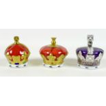 A group of three Royal Crown Derby paperweights, comprising 'Coronation Crown', To celebrate the
