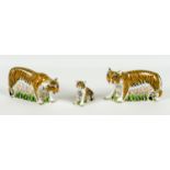 A group of three Royal Crown Derby paperweights, modelled as a tiger family, comprising 'Sumatran