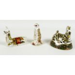 A group of three Royal Crown Derby paperweights, 'Zebra', LVIII, no stopper, 13cm high, boxed, '