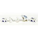 A group of five Royal Crown Derby paperweights, all modelled as polar bears, comprising a pair '