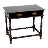 A 19th century stained mahogany side table, with single oak lined drawer with cast brass handles,