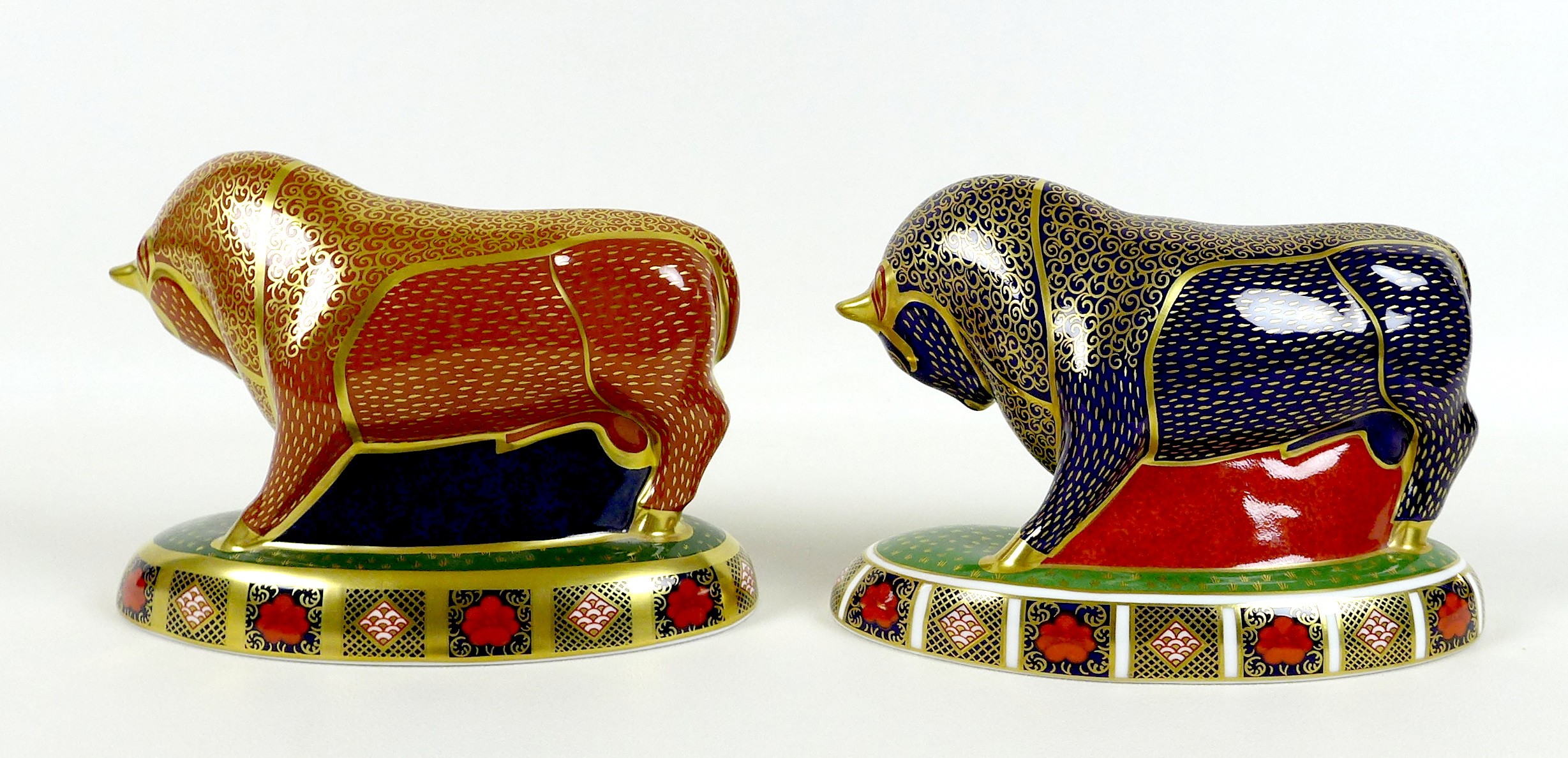 Two Royal Crown Derby paperweights, modelled as 'Harrods Bull', one of a limited edition of 400 - Image 3 of 8