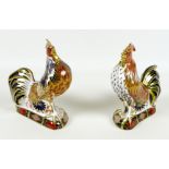 Two Royal Crown Derby paperweights, modelled as 'Imari Rooster', one of a pre-release edition of 150