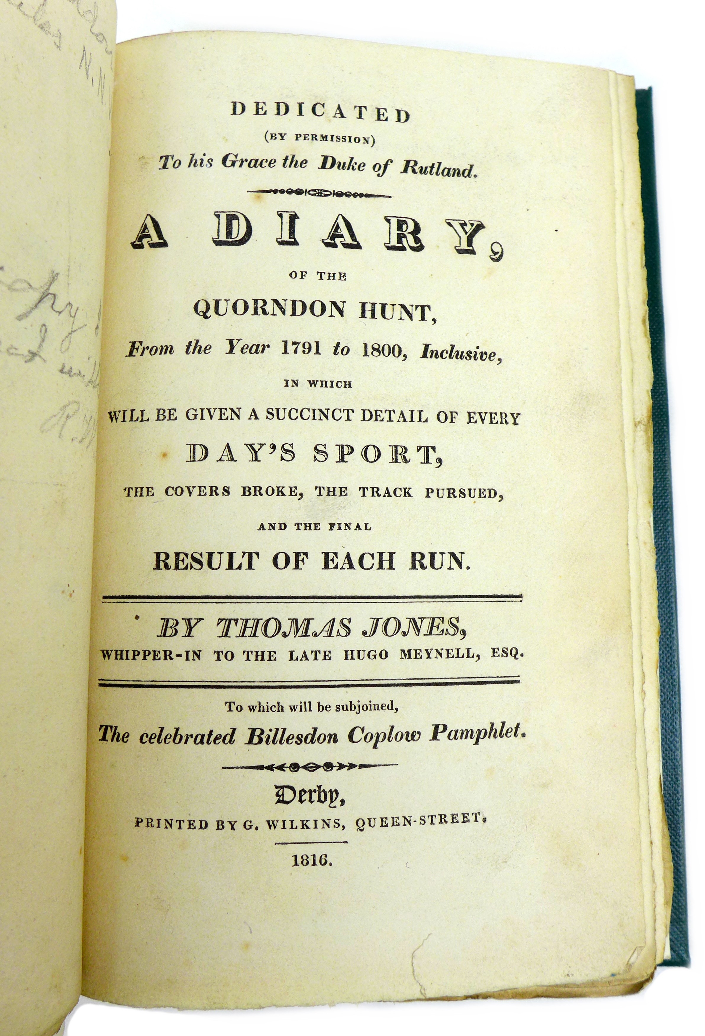 Thomas Jones 'Dedicated to his Grace the Duke of Rutland a Diary of the Quorndon Hunt From the - Image 3 of 3