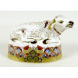 A Royal Crown Derby paperweight, modelled as 'Water Buffalo', MMIV, gold stopper, 11.8cm high,