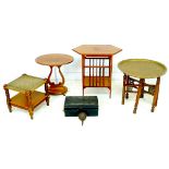 A group of side tables, comprising side table with lyre support,50.5 by 40.5 by 50.5cm high an