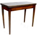 A 19th century oak tea table, with kick leg action, raised upon tapered legs, 91 by 44 by 73.5cm