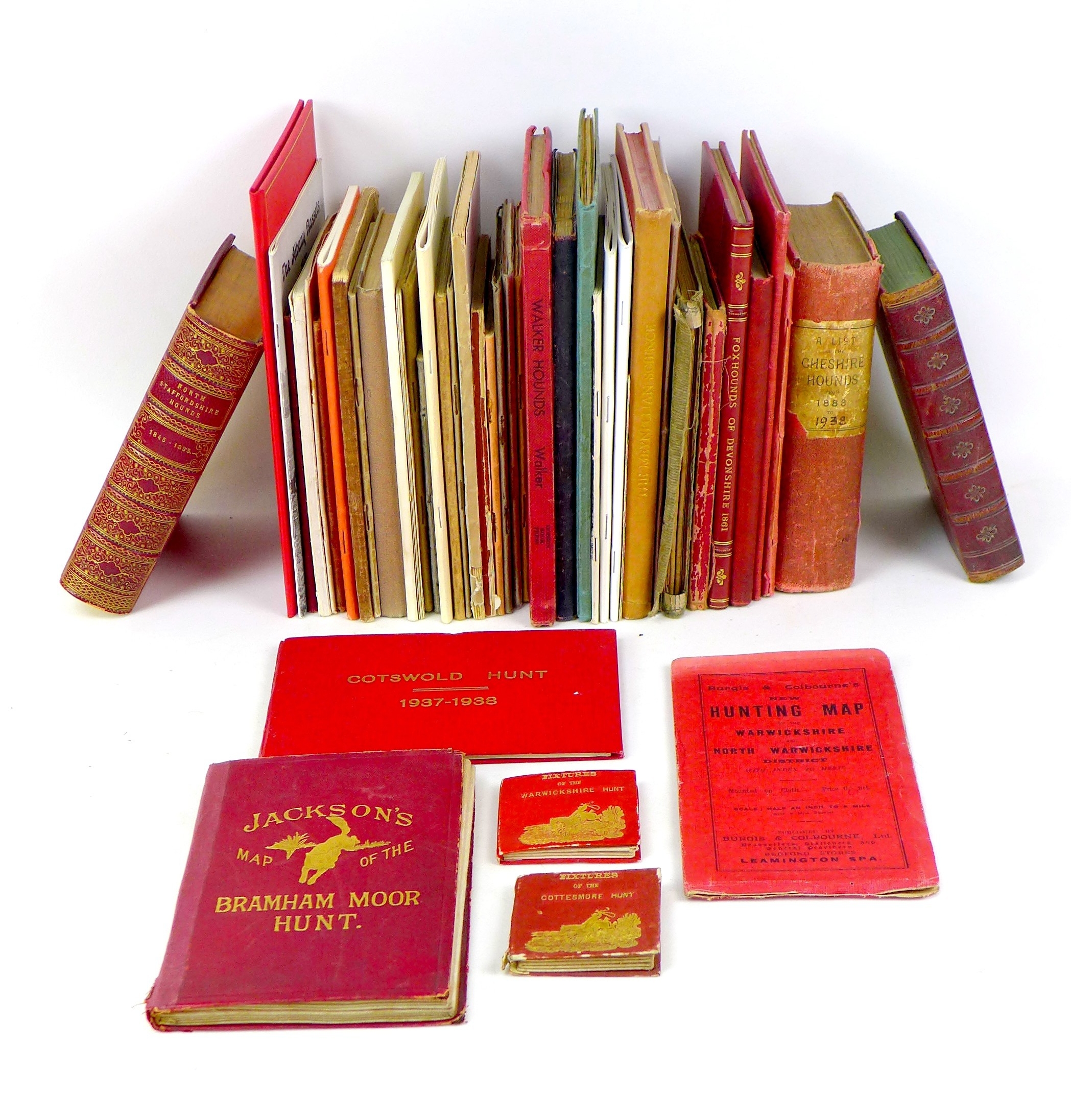 A collection of sporting books and ephemera, including two list of Cheshire Hounds, one for the '