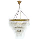 An Art Deco style glass cascade drop ceiling light shade, together with two further light fittings.