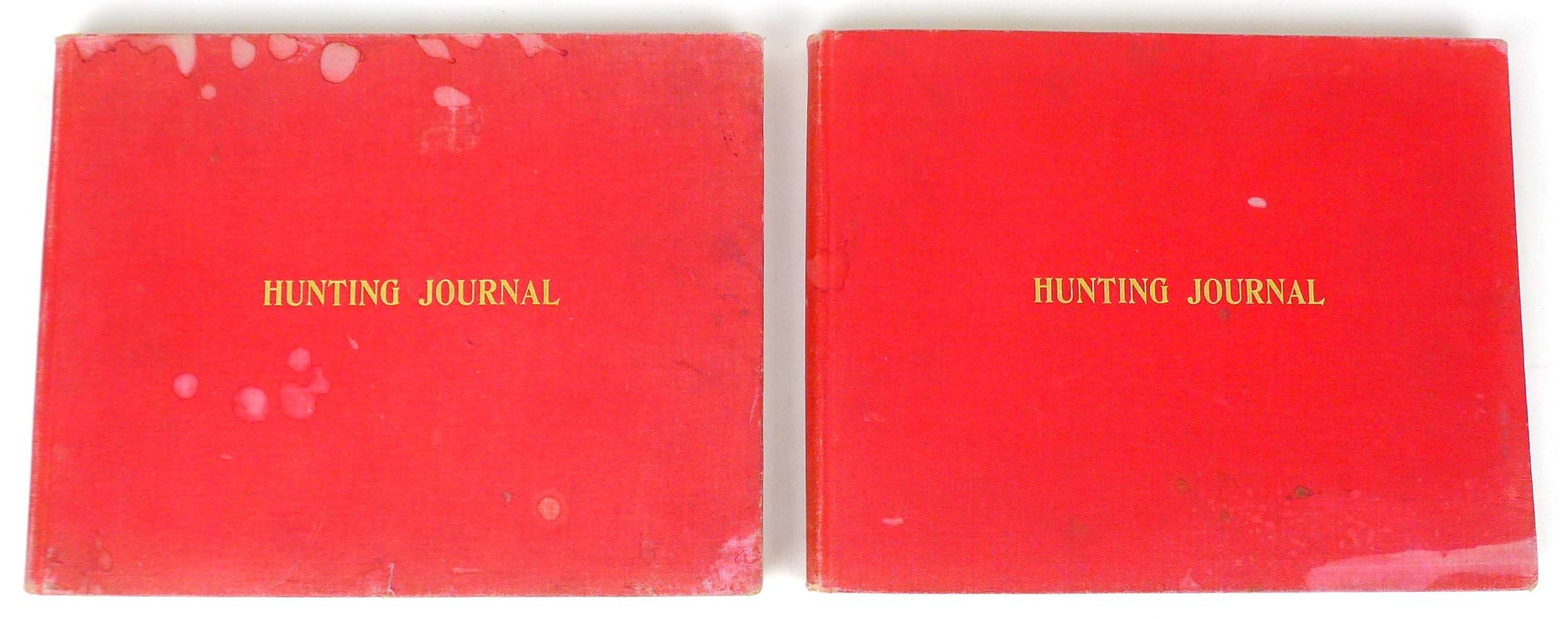 Two 1920s Hunting journals, spanning 1925-1925 and 1927-1928, with handwritten entries, with