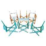 A group of six vintage deck chair frames, a/f poor condition, some with fabric seats and backs,