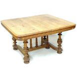 A French oak dining table, extending action but with no additional leaves, rectangular surface