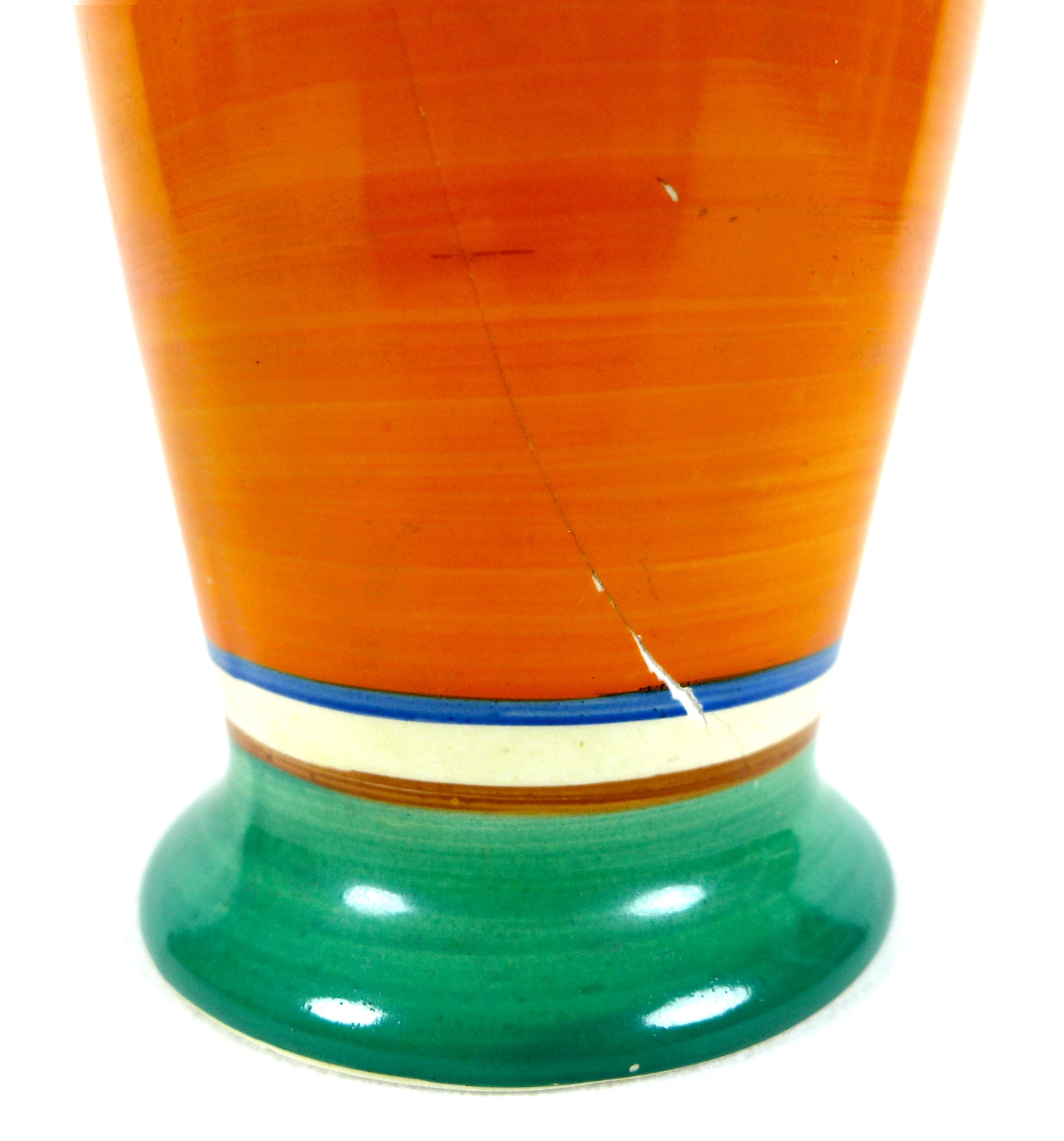 A Clarice Cliff Fantasque Umbrella Pattern vase, of baluster form, black backstamp 'Hand Painted - Image 5 of 6