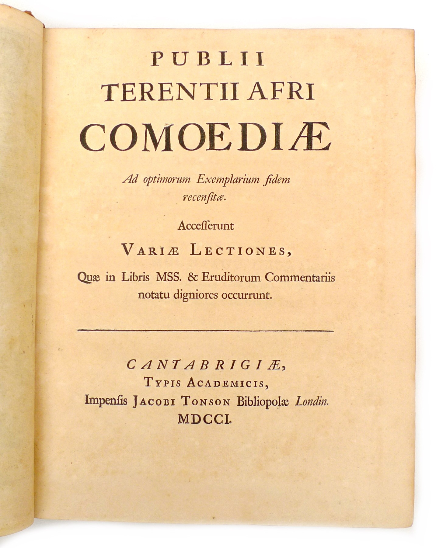 A 1701 volume of 'Publii Terentii Afri Comoediae', 'Ad Optimorum Exemplarium fidem recensitae, - Image 2 of 3