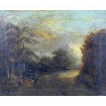 Continental School (19th century): landscape with four figures, unsigned, oil on canvas, 36 by 45