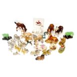 Over twenty-five late 20th century horse figurines, including a Beswick style pony,13 by 4 by 12.5cm