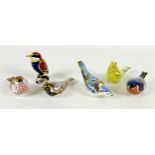 A group of six Royal Crown Derby paperweights, all modelled as birds, comprising 'Bee-eater', MMIII,