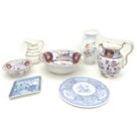 A group of ceramics including a Spode Wash set, in the Imperial pattern, comprising jug 26cm high,