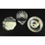 Three ERII silver pin dishes, comprising an octofoil form dish, C J Vander Ltd. London 1971, 10.5 by