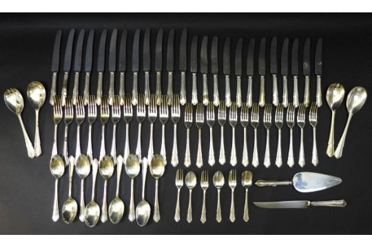 A suite of silver plated cutlery, Dubarry pattern, including eleven table forks, 21cm long, nine - Image 1 of 5