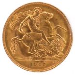 A George V gold half sovereign, 1912.