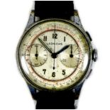 A Leonidas chrome cased gentleman's chronograph wristwatch, circa 1950s, with stopwatch function,