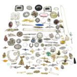 A group of gold, silver and costume jewellery, including a 9ct gold bar brooch, 1.5g, 50.3mm long, a