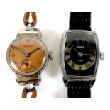 Two vintage lady's stainless steel cased wristwatches, comprising an Arcadia, circa 1950, with