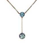 An Edwardian 9ct rose gold drop pendant necklace