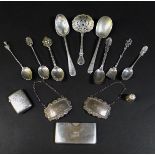 A collection of Victorian and later silver, comprising a Victorian vesta case with 'D H' monogram