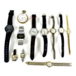 A collection of modern wristwatches, including a vintage Excalibur Automatic stainless steel