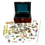 A collection of silver and costume jewellery, including a silver moonstone style brooch of