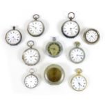 A collection of silver and white metal cased pocket watches for restoration, comprising four