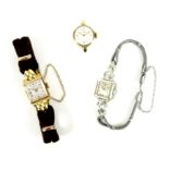 A group of three lady's cocktail wristwatches, comprising an 18ct gold cased Exactus lady's