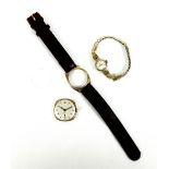 A J. W. Benson 9ct gold tonneau cased gentleman's wristwatch, circa 1950s, model 12100, a/f case and